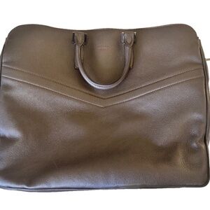 Rare Handmade Kiton Leather Weekender Duffel Traveler Bag Brown Silver Hanging